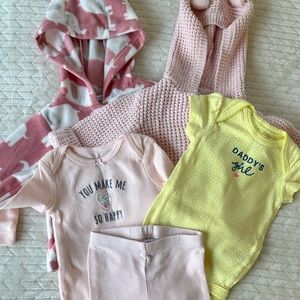 Carter’s 5 piece Bundle | Yellow, white, pink | 3 Months